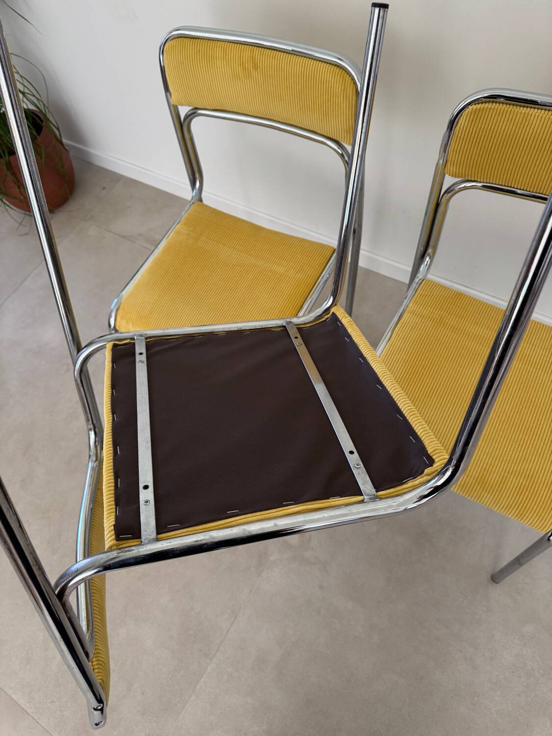 Pair of vintage Bauhaus chrome metal chairs