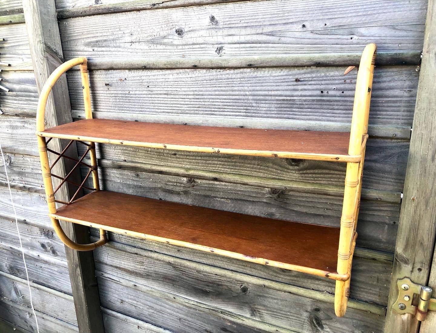 Rattan “arc” shelf