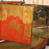 Bamboo triptych mirror, barber circa 1900