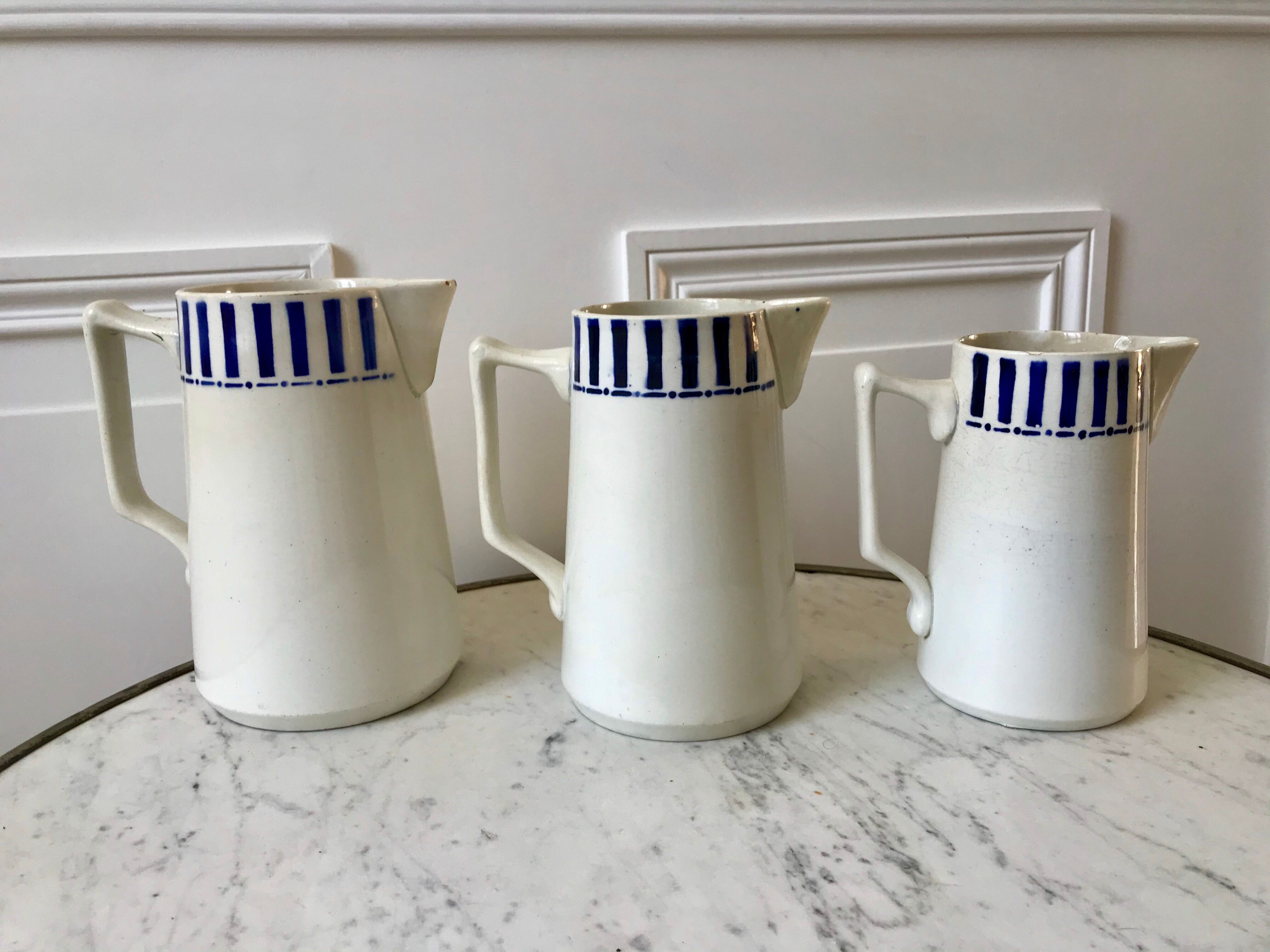 trio of earthenware pitchers CM Paris model "Monique" 30s