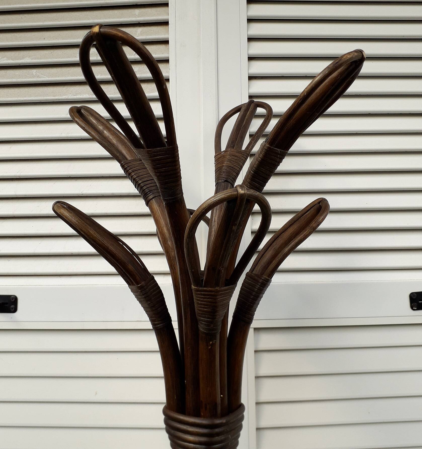 Rattan coat rack