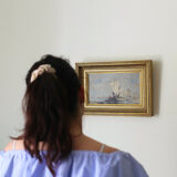 "Bateaux français sortant en mer" huile sur panneau, Bazil (XXe siècle)