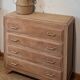 Vintage oak commode with tapered legs.