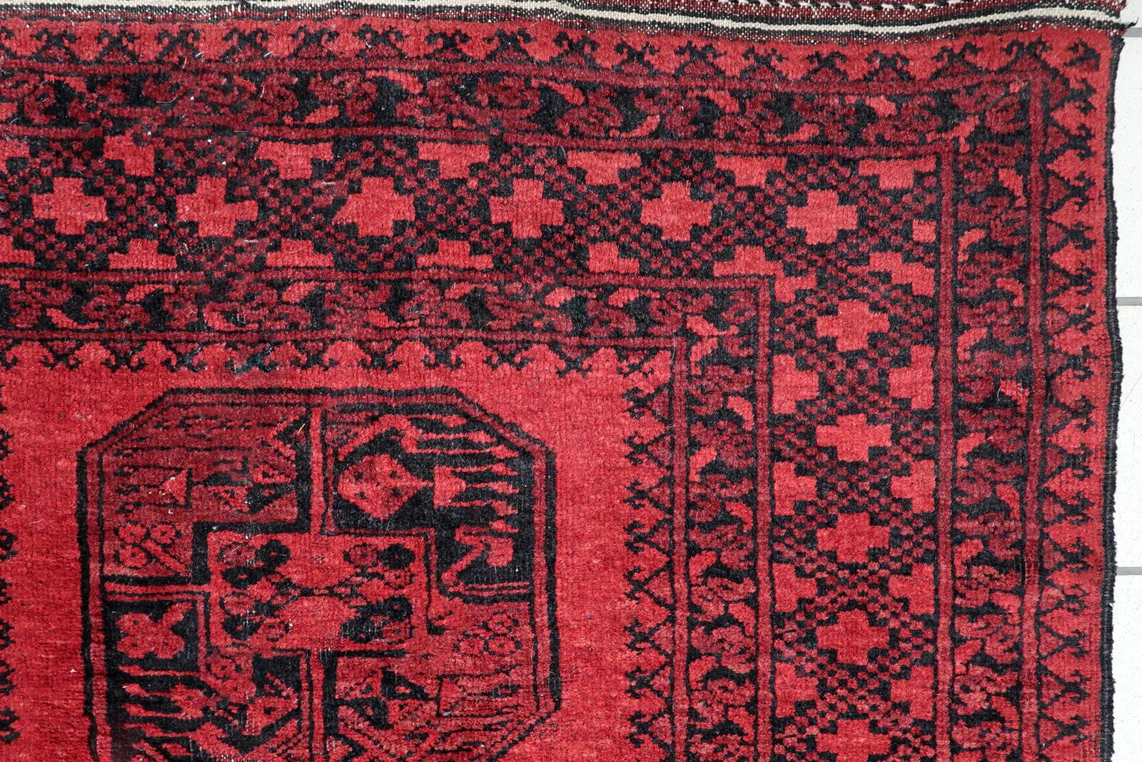Antique Afghan Ersari handmade rug 118 cm x 196 cm 1920s