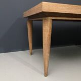 French Art Deco Expandable Oak Table, 1980s