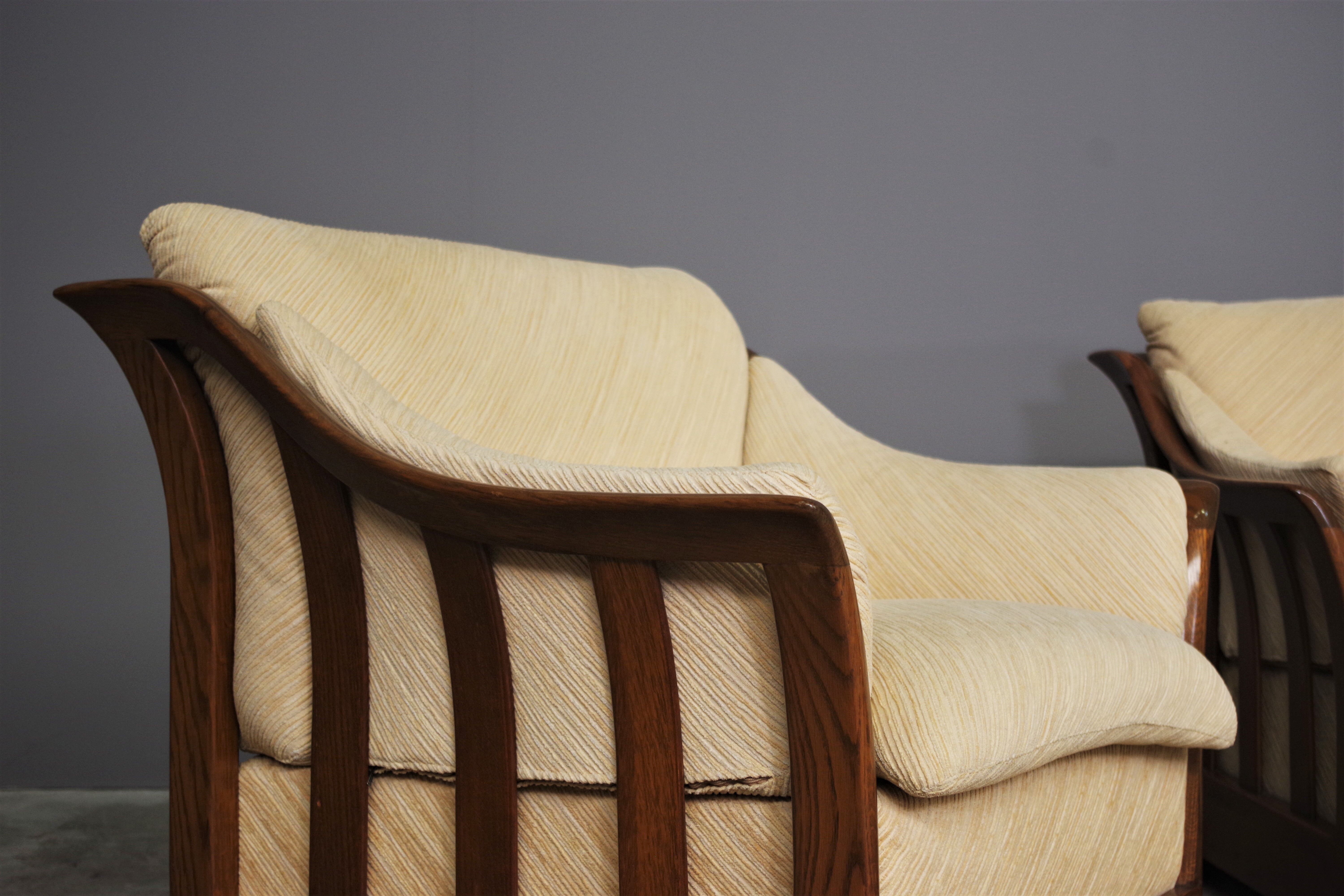 Wooden sofa and armchairs by Mobil Girgi, 70s. Set of 3