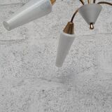 Brass and white opaline chandelier