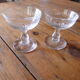 Set of 2 old foot glasses for liqueur