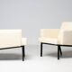 Pair of cream wool lounge chairs Martin Visser SZ48