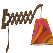 Wall lamp/scissor lamp with new shade from repurposed 1960s printed fabric by Metsovaara . Sweden 19