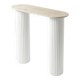 Travertine and wood console | white oak