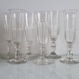 6 flutes à champagne XIXème / dépareillées