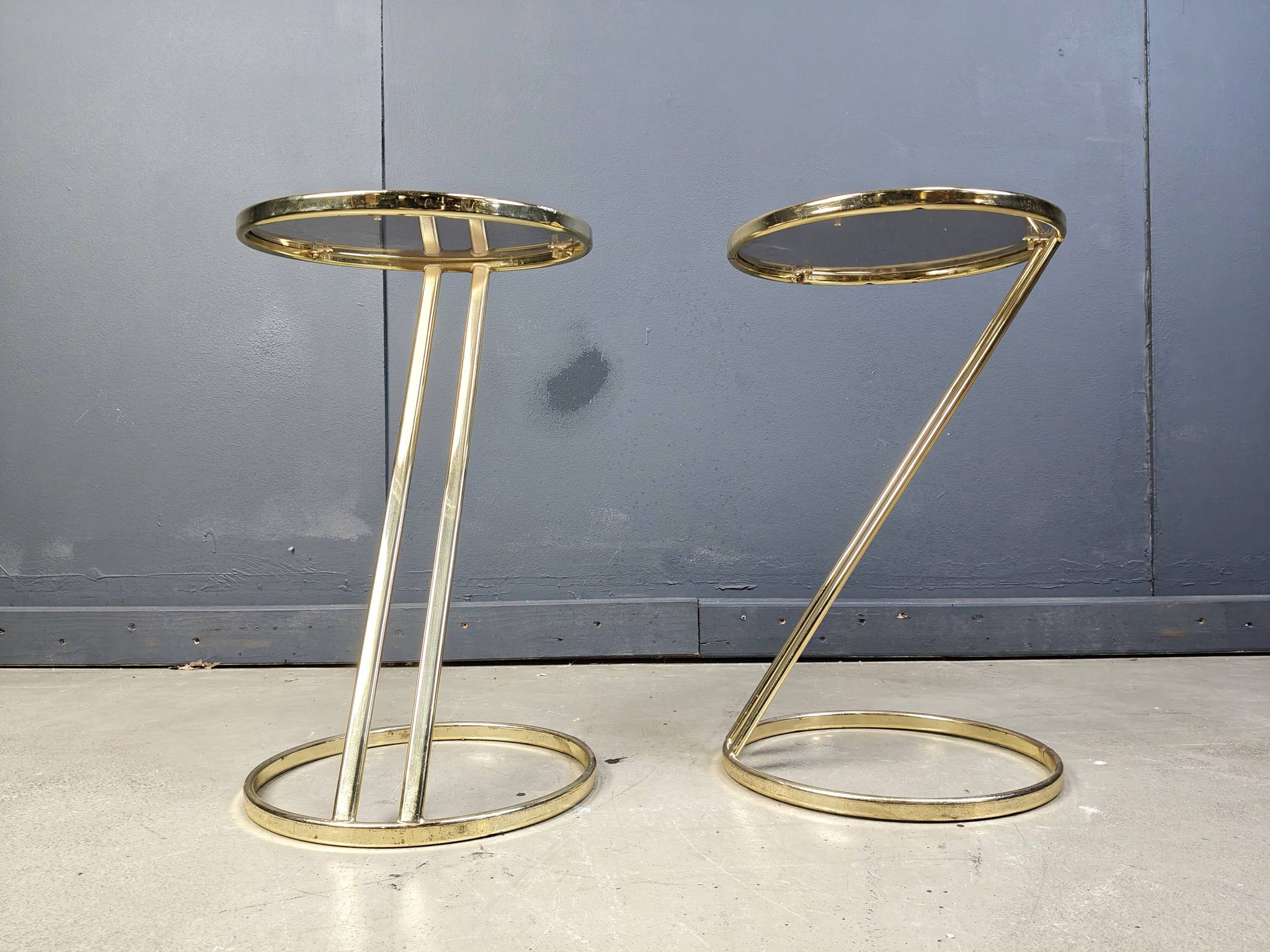 Vintage brass side tables - set of 2, 1970s