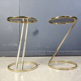 Vintage brass side tables - set of 2, 1970s