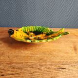 Vintage Fish Plate in Barbotine – Yellow Fish Serving Dish