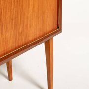 Cabinet de bar tambour en teck scandinave