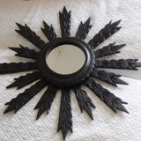Miroir soleil ancien en bois noire