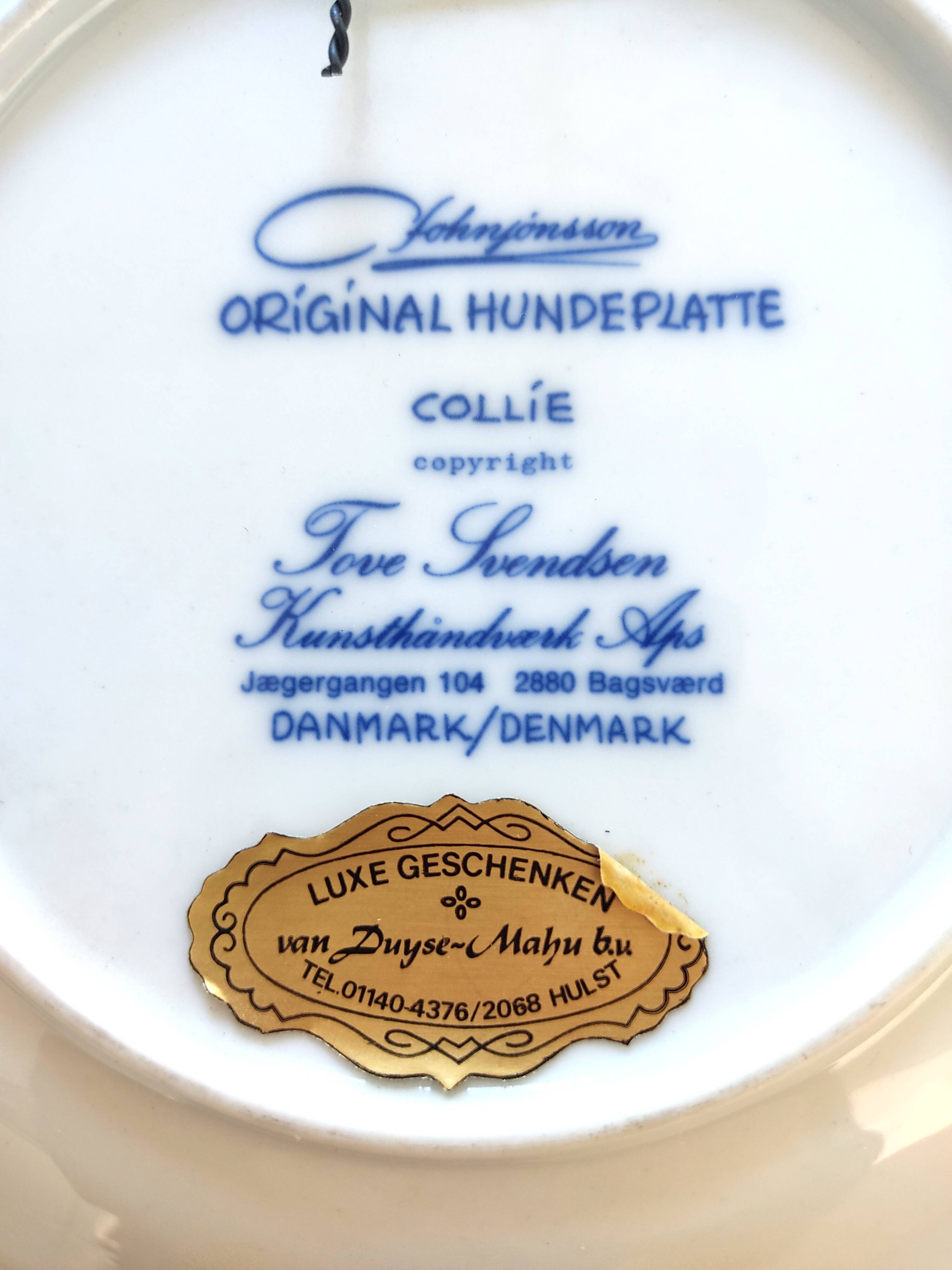 Danish porcelain Collie dog plate