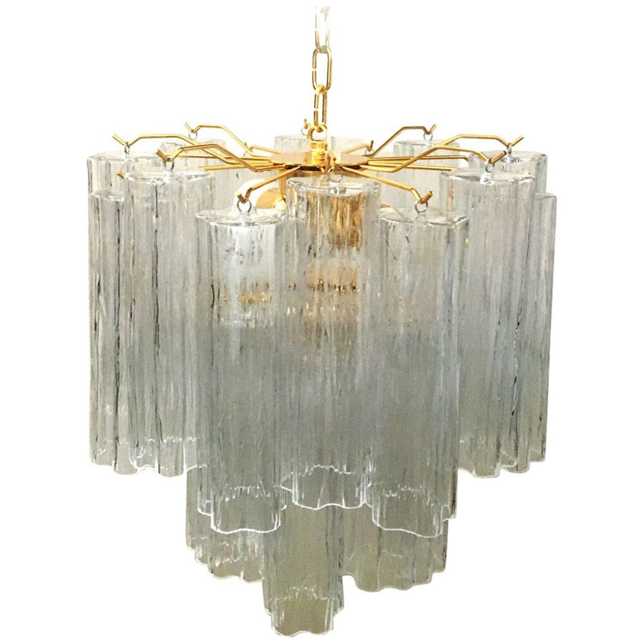 Lustre en verre de murano transparent « tronchi » d50