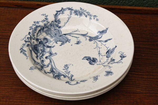 Lot de 6 assiettes terre de fer Jules Vieillard, modèle St buveurs