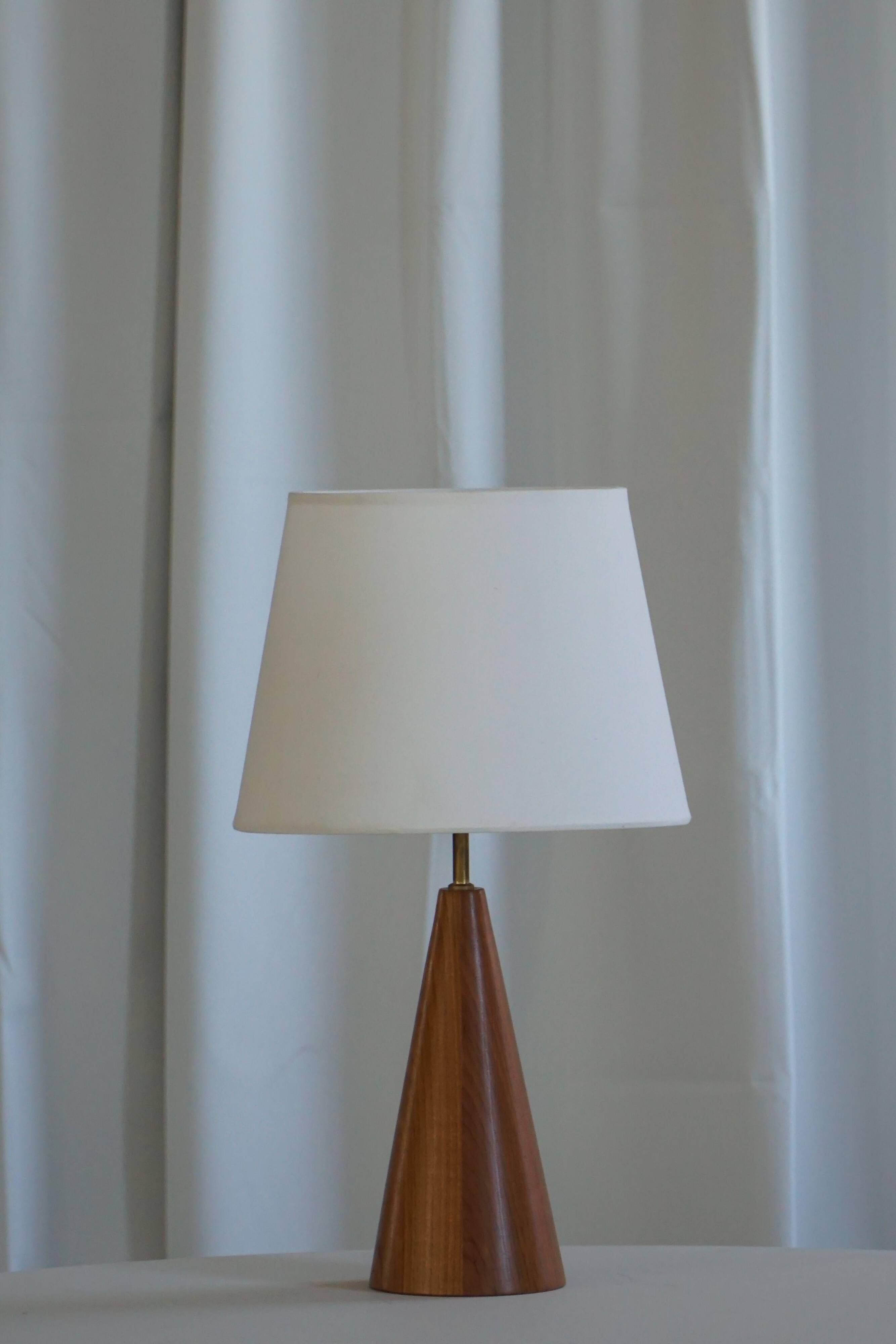 Modern Danish, a conical table lamp in teak, 1980s.