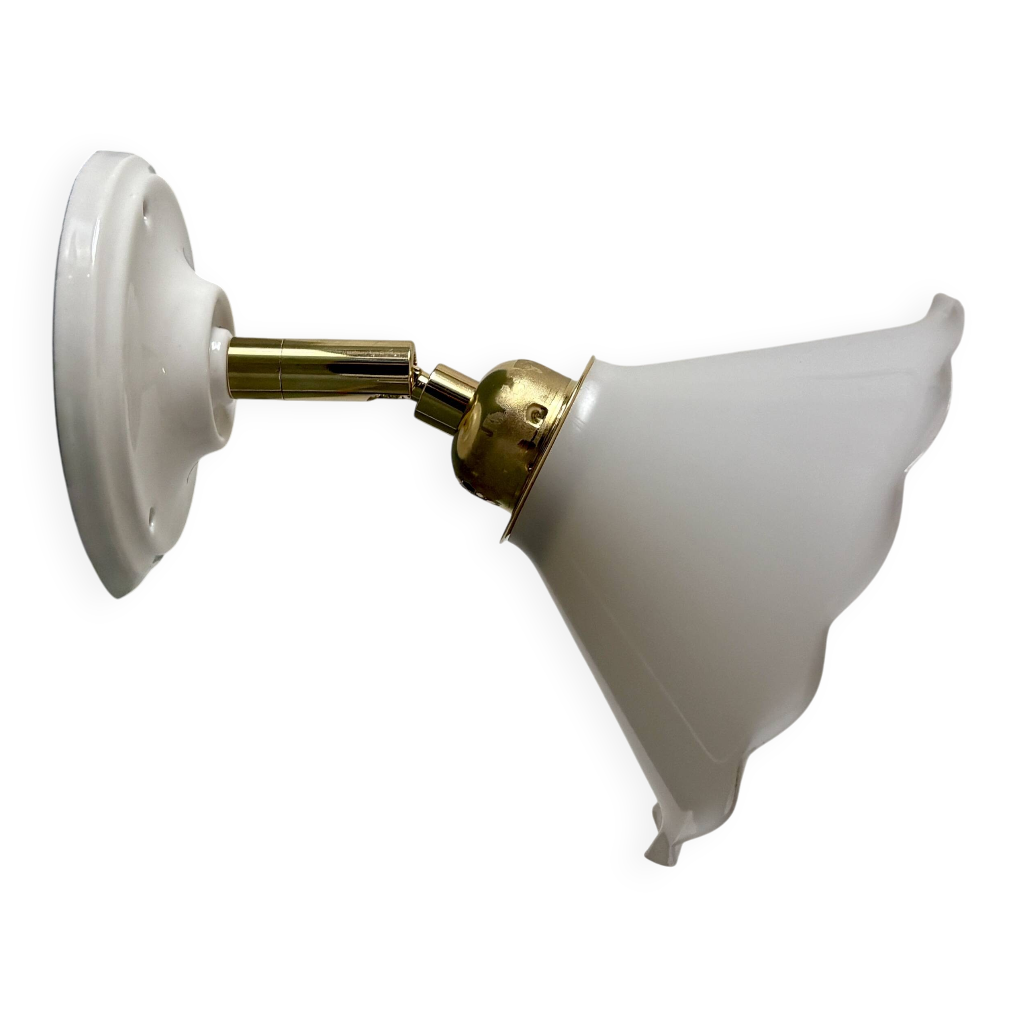 Vintage wall lamp with white opaline glass shade