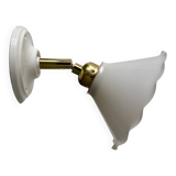 Vintage wall lamp with white opaline glass shade