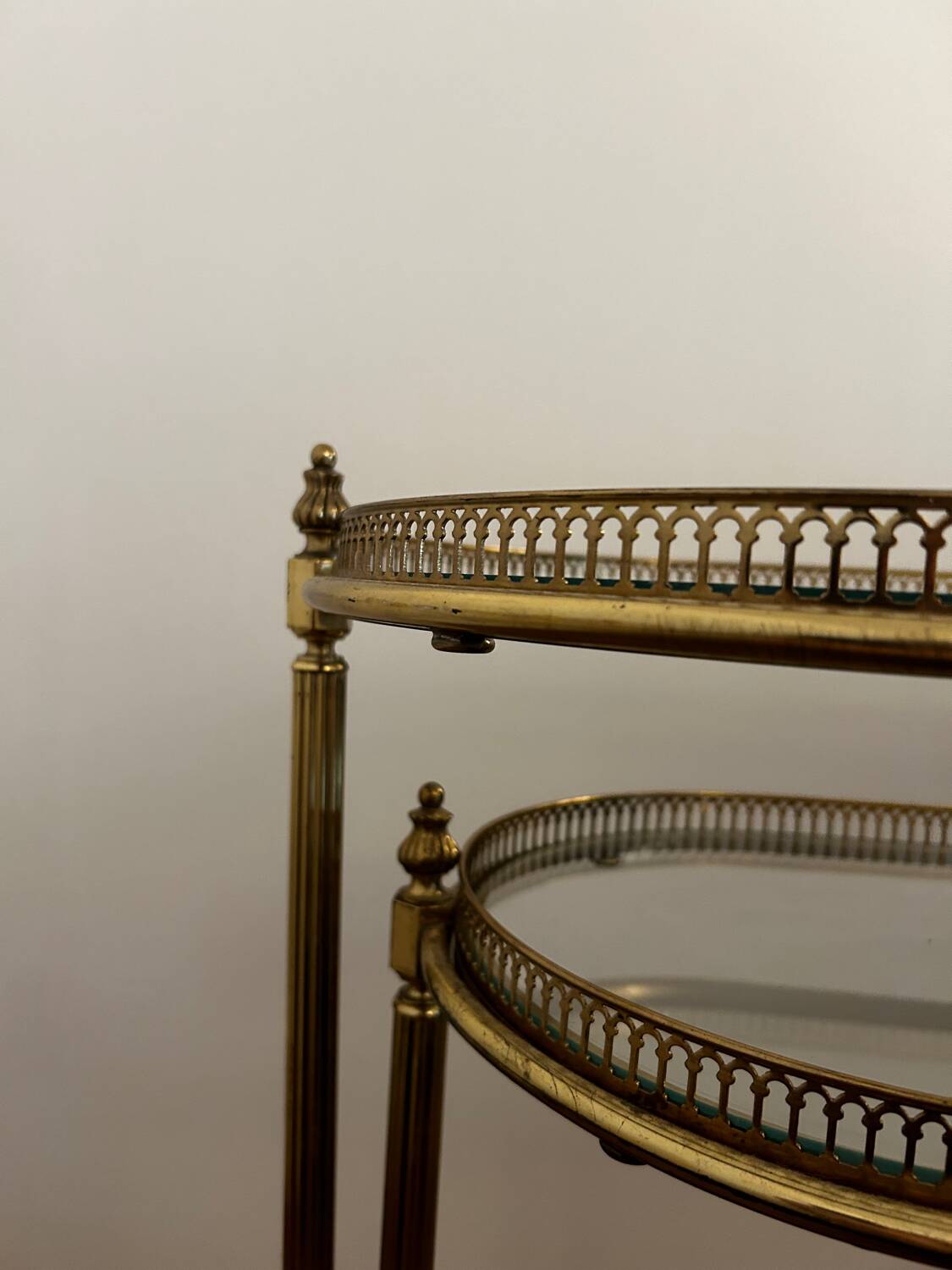 Brass and glass nesting table