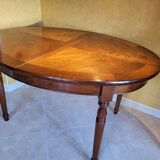 Solid cherry table with marquetry