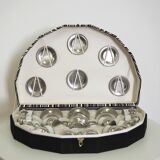 Silver and tin coffee set, 1970s, set of 25