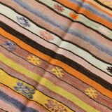 Tapis bohème multicolor en laine, charme artisanal d’Anatolie, 138x226Cm