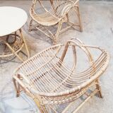 Rattan armchairs and table