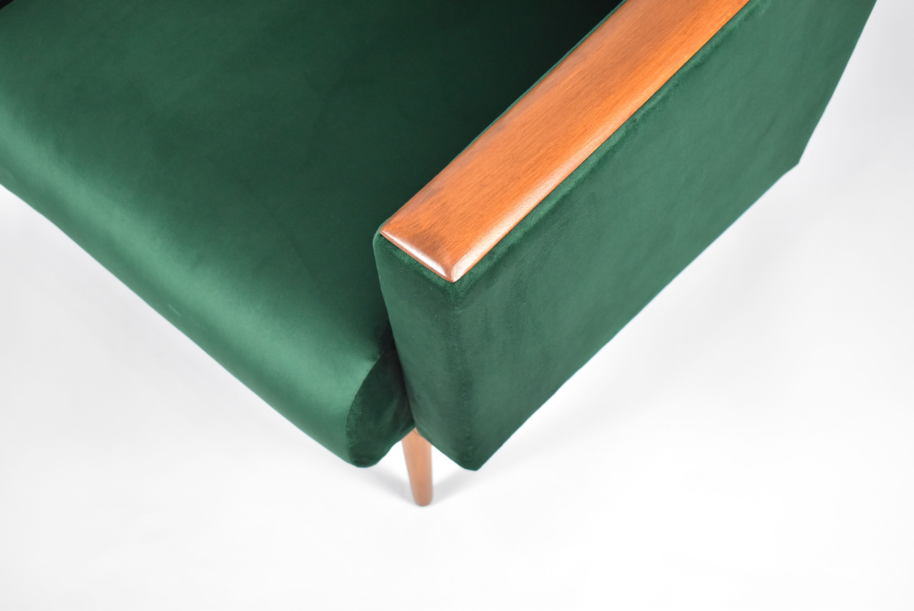 Vintage velvet armchair, 1970, mid century, green bottle color