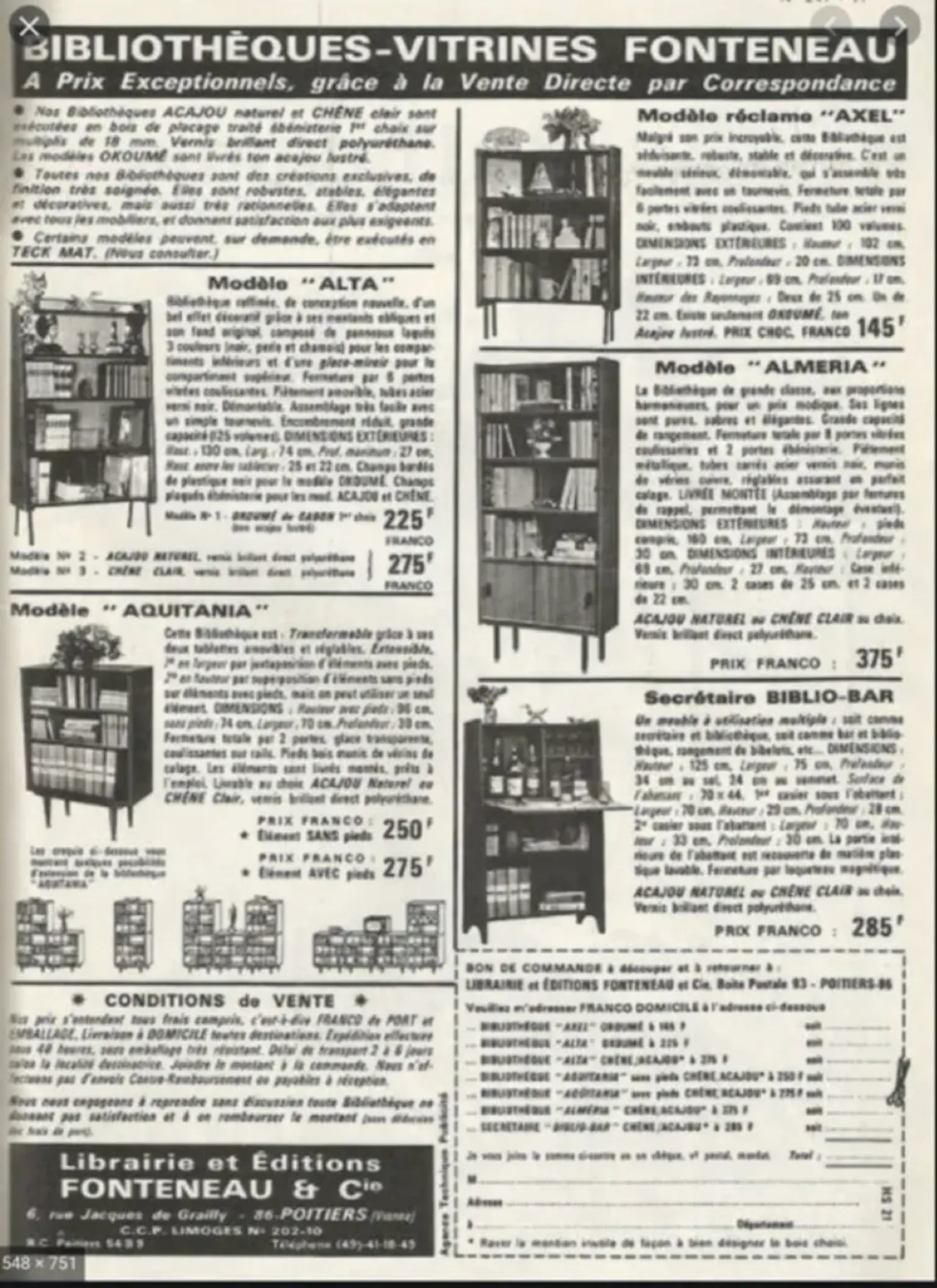 Bibliothèque années 60 Fonteneau & Cie