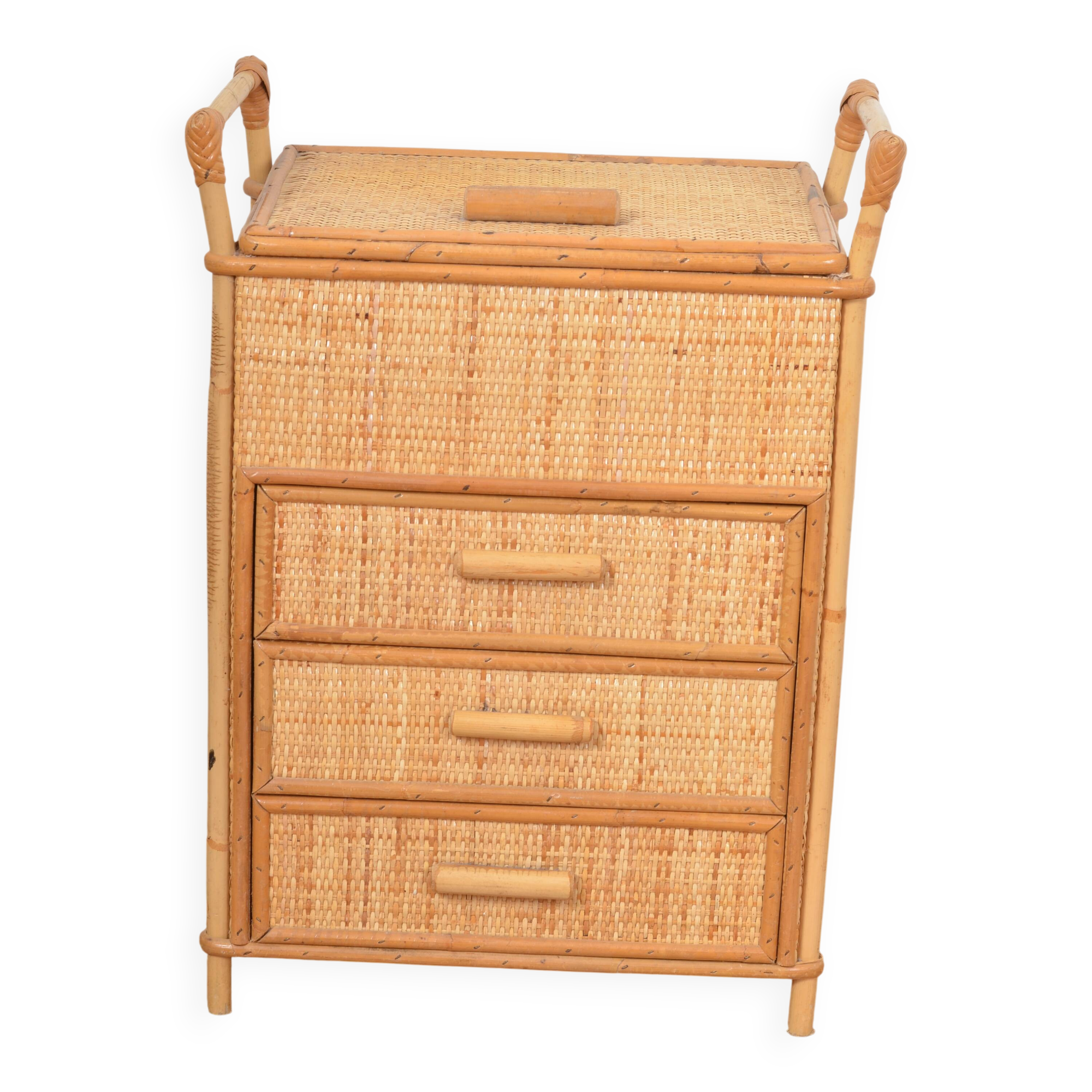 Small rattan chest of drawers