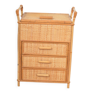 Petite commode en rotin