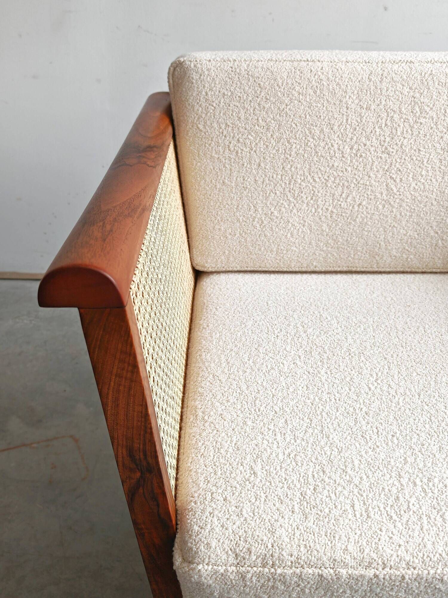 Art Deco club chair in walnut and cane, Austria 1920s