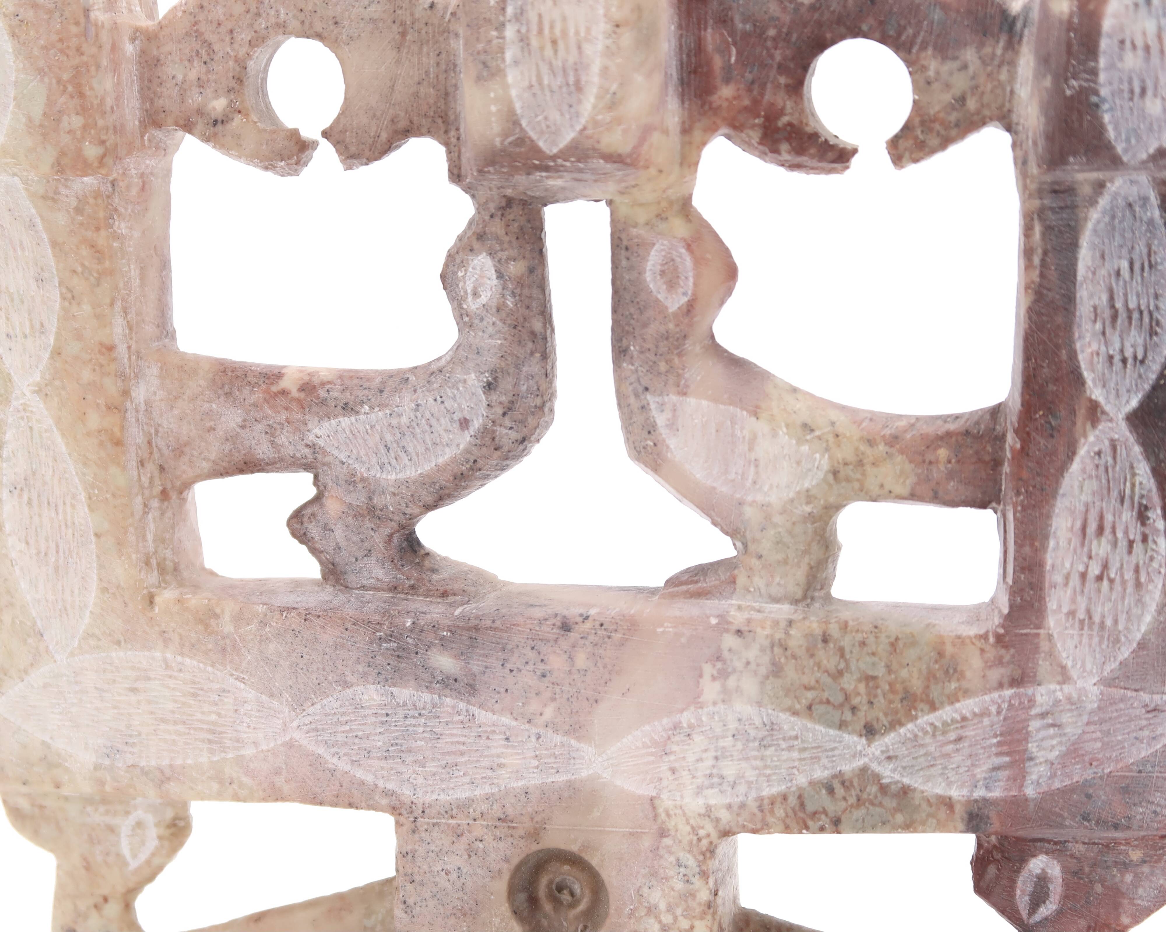 Moroccan candle holder decorated with carved stone birds, 1970s