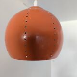 Pair of 70's globes in orange lacquered metal.