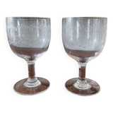 set of two old engraved crystal glasses