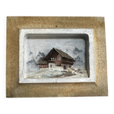 Vintage Carved and Painted Wooden Alpine Plaque 17 / 21 cm