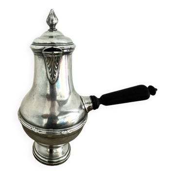 Silver-plated metal chocolate pot stamped ARGIT SFOA with an ebony handle.