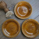 Set of 3 hollow plates Face of Breton Argoat Gourin