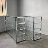 Pair of chrome and glass shelves from the 70s