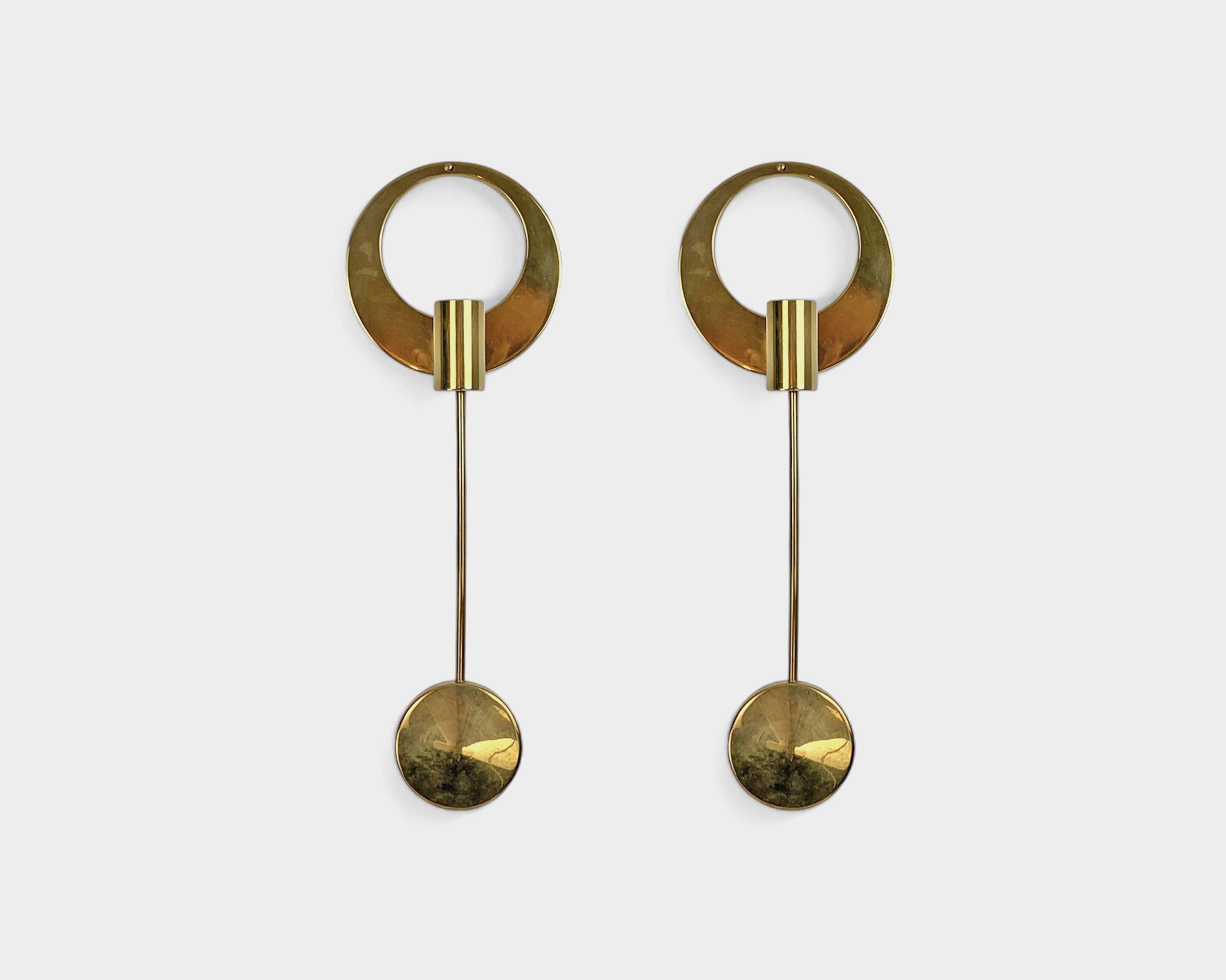 Pair of Scandinavian brass wall candlesticks by Arthur Pe, Kolbäck, Sweden
