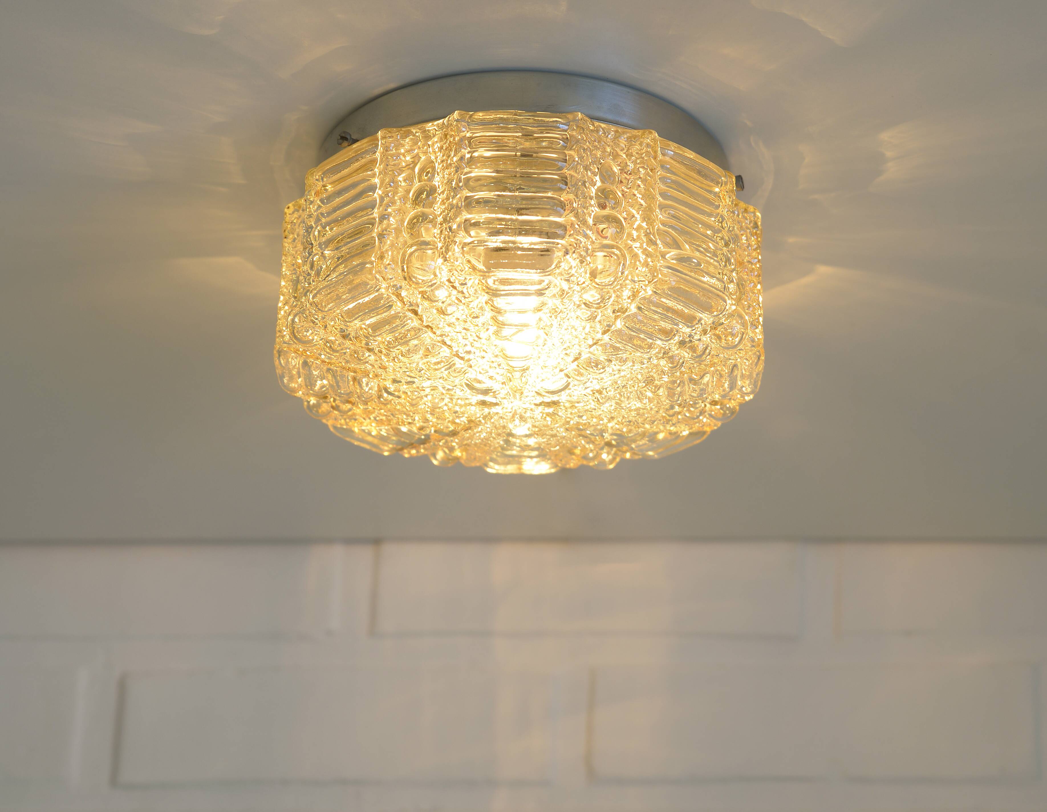 Pair of Wall Sconces / Vintage Ceiling Light / Flush Mount Fixtures 1970's