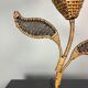 Large midcentury rattan wicker flower table lamp, 1960s