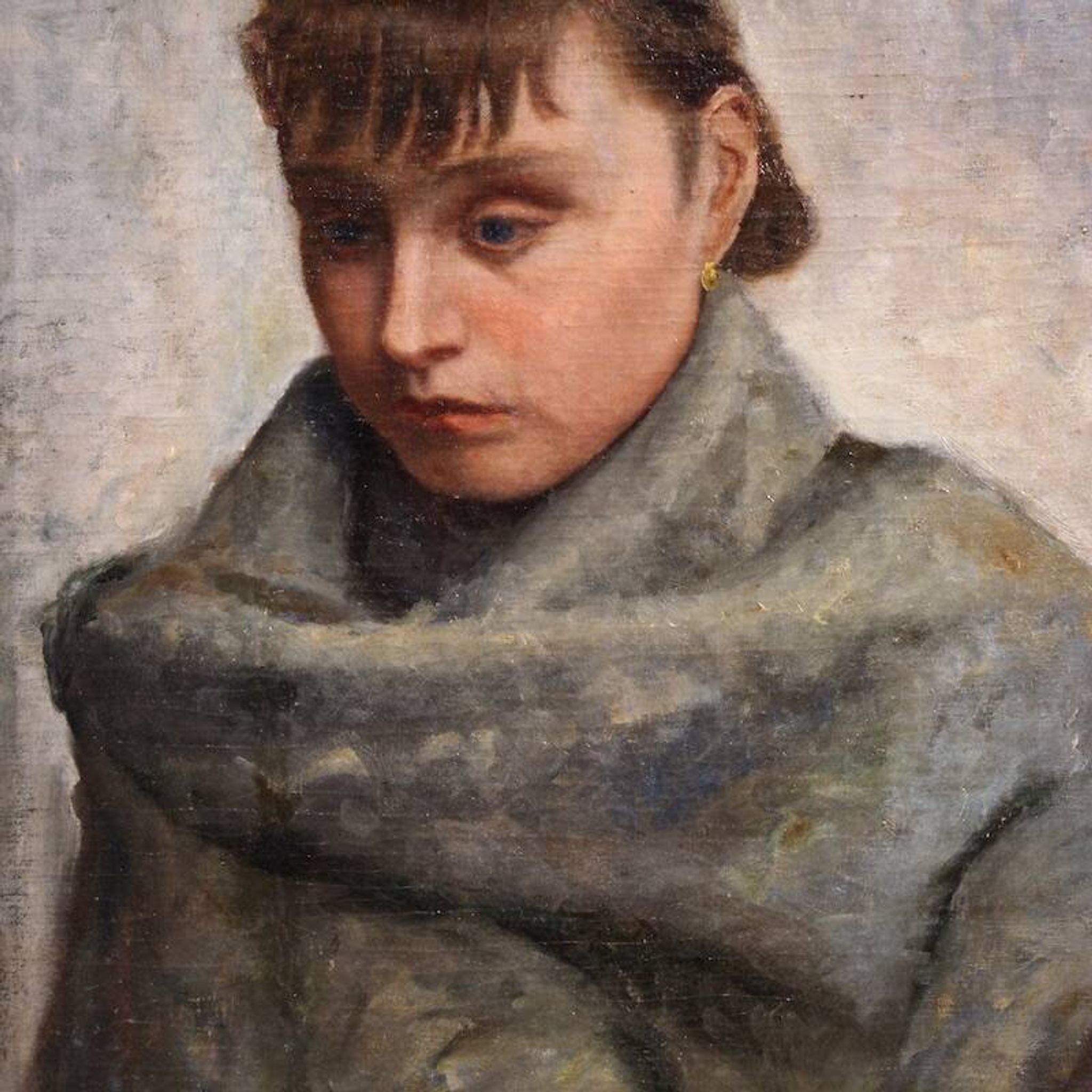 Italian painting portrait of a woman in Impressionist style