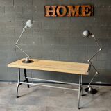 Industrial table with cast iron legs
