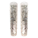 Set of Two Italian Transparent Hammered Glass Wall Sconces